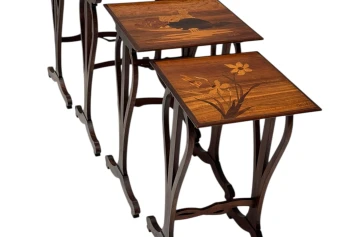 Art Nouveau Set of Four Nesting Tables by Emile Galle Nancy France, 1900s